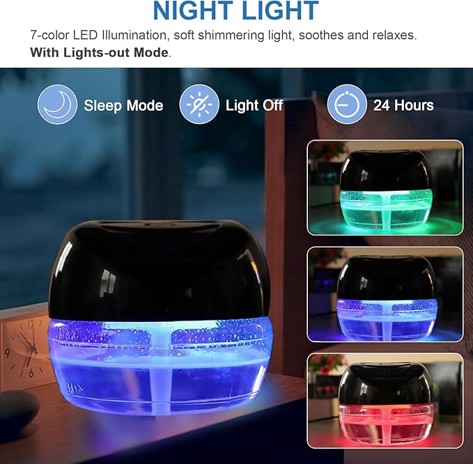 Purifier Air Washer, Air Fresher Aroma Diffuser for Home, Office, Air Purifier with Night Light (Black)