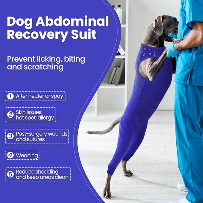 Nanaki Dog Wound Care Shirt, Dog Leg Sleeve To Stop Licking Rear Leg And Abdomen, Doggy Surgery Suit Female Spay,Doggy Onesie For Surgery Female Male, Pet Surgical Recovery Suit Pet Wound Heal Clothes