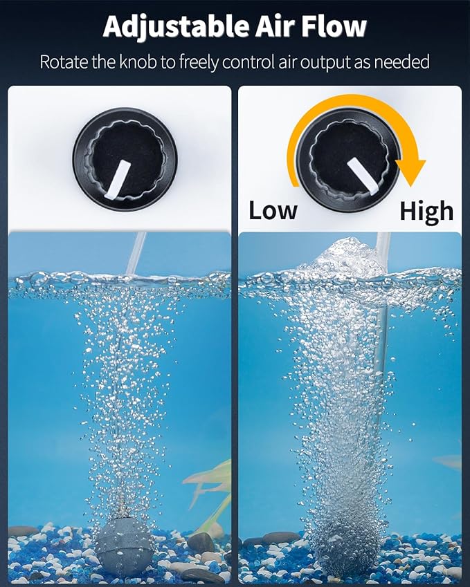 Pawfly Pond Air Pump Outdoor Oxygen Pump for Fish Koi Ponds 3000 to 10000 Gallons Adjustable Pond Garden Aerator Pump Kit with Airline Tubing Control Lever Valves Air Stones and Check Valves