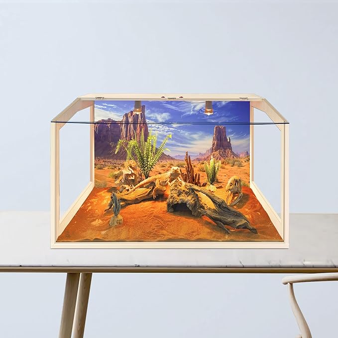 Bearded Dragon Tank, Reptile Enclosure, Snake Tank, Reptile Terrarium, Built-in Light Fixtures with Switch, (23 Gallon, 24" Long, Clear Acrylic Roof)