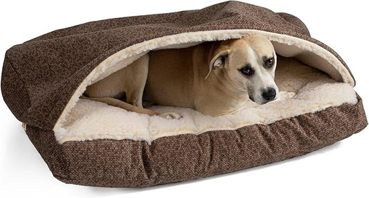 Snoozer Pet Products Luxury Rectangle Cozy Cave Dog Bed with Microsuede, Showdog Collection, Large, Merlin Camel