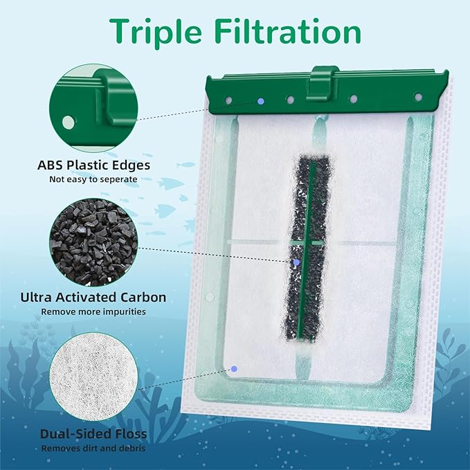 Aquarium Filter Cartridge for Whisper Bio Bag Power Filters, 9 Pack Assembled Medium Filter Cartridges for Repto Filter