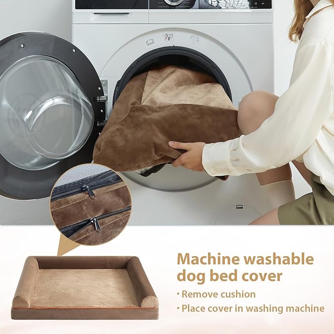 BFPETHOME Washable Large Dog Bed, Big Couch Bed with Removable Washable Cover, Orthopedic Egg-Crate Foam & Waterproof Lining