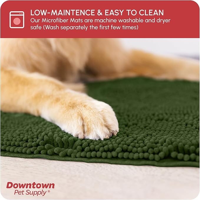 My Doggy Place Microfiber Dog Mat for Muddy Paws, 60" x 36" Chive - Non-Slip, Absorbent and Quick-Drying Dog Paw Cleaning Mat, Washer and Dryer Safe - X-Large/Runner
