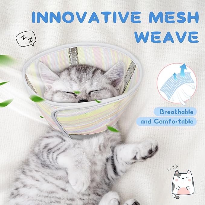 Supet Soft Air Mesh Cat Recovery Cone Alternative for Small Kittens, Lightweight Anti Scratch Head Cone