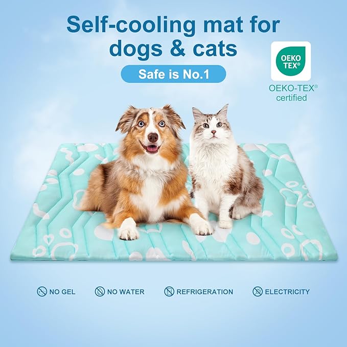 BEAUTYZOO Upgrade Dog Cooling Mat Extra Large, Reversible Self-Cooling Mat for Dogs, Thicken Pet Ice Cool Pad Blanket for Summer Kennel Sofa Bed Floor Car Seat, Machine Washable&Foldable, 59"x40"