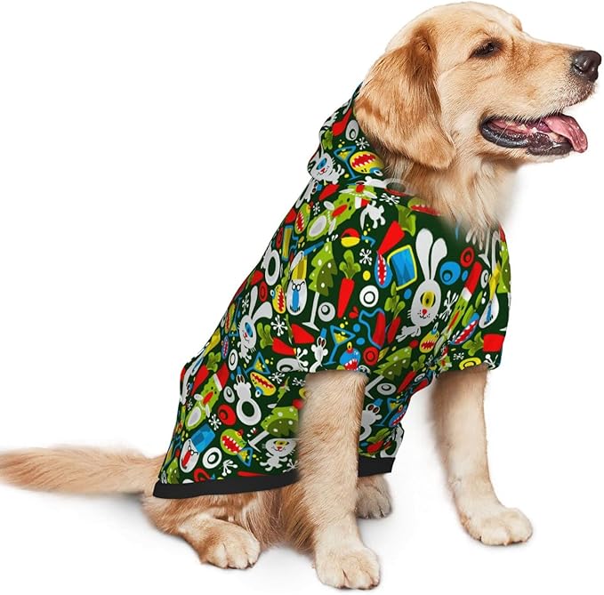 Christmas Green Monster Hoodie,Christmas Cosplay Dog Clothes with Pocket and Hat Winter Clothes Sweaters XXX-Large