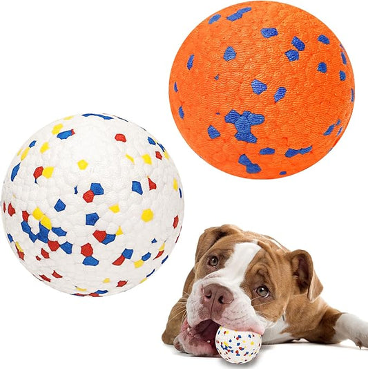 Dog Balls for Aggressive Chewers, Indestructible Bouncy Floating Balls for Training Dog Catch and Fetch, Sturdy Solid Tennis Ball Toys for Large Medium Small Dogs - 2.75in - Orang&White - 2pcs