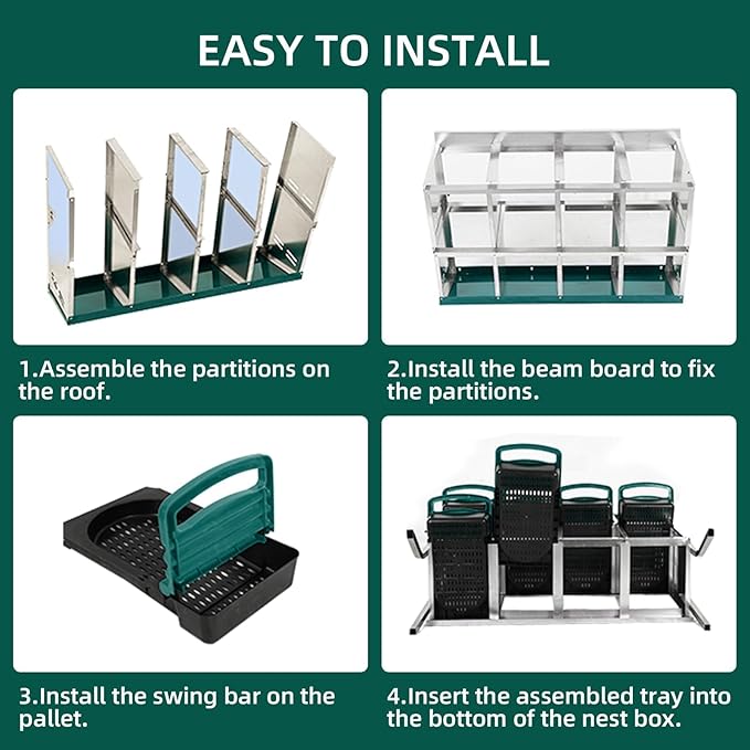 Chicken Nesting Box, 8 Hole 2 Layer Hen Nesting Box with Legs, Roll Away Eggs Laying Boxes,Cleanable Pull Out Hen Roosting Boxes