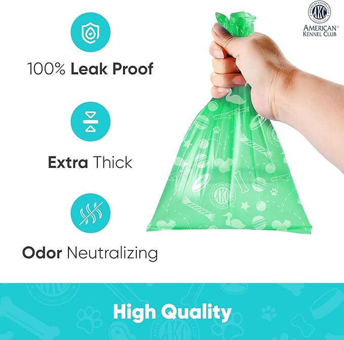 AKC Dog Poop Bags - Leak Proof Pet Waste Bags - 16 Refill Rolls - Lavender Scent - 240 Count (Toy Print)