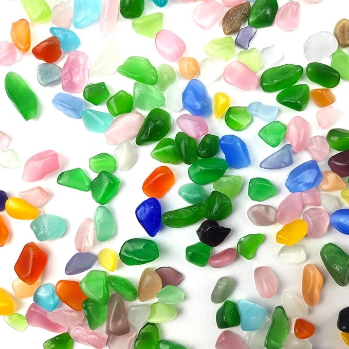 WAYBER Colorful Pebbles, 2 Lbs/920g Decorative Crystal Stones Sea Glass Opal Rocks Gravel Sand for Aquarium/Turtle Tank/Succulent Plants/Flowerpot/Vase Decoration (Fill 2 Cups)