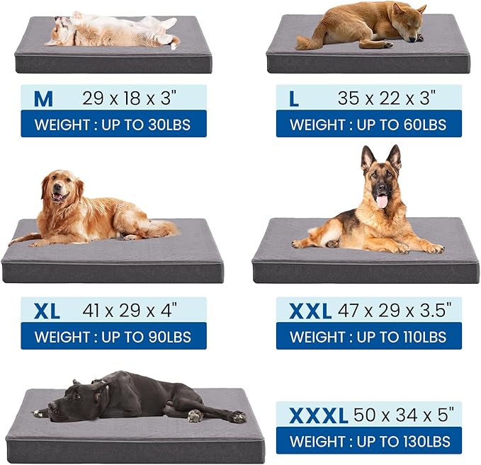 Cooling Dog Beds for Large Dogs, Orthopedic Memory Foam Dog Bed, Large Pet Beds with Washable Cover, Ideal for Arthritic Dogs Up to 65Lbs