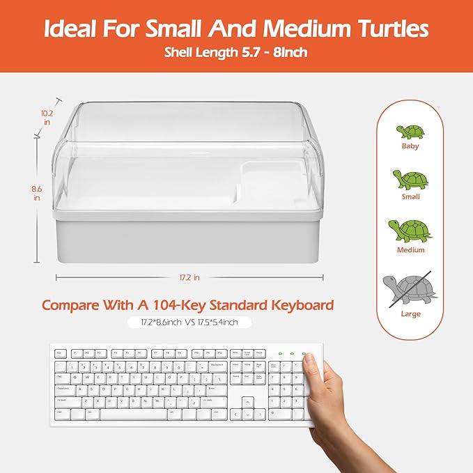 AZV Turtle Tank Habitat Kit,Complete Aquatic Tortoise Starter Enclosure with Filter,Basking Platform with Hideout,Multi-Function Area,Drainage,Plants and Lamps,Perfect for Red Eared Slider Aquarium