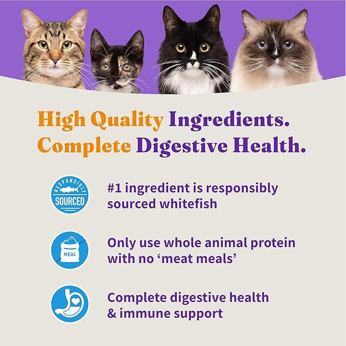 Halo Holistic Cat Food Wild Caught Salmon & Whitefish Formula, Healthy Grains Dry Cat Food, For Sensitive Stomach Support, Kibble for Adult Cats, 3 lb Bag