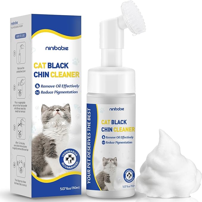 Cat Black Seed Cleaner,Remove Cat Chin Blackheads,Cat Acne Chin Treatment,2-in-1 Wash and Brush,Cruelty-Free and Freshness 5.07 fl.oz