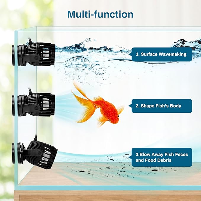 Submersible Pump, Aquarium Wave Maker for 20-60 Gallon Fish Tanks 2133 GPH Adjustable Circulation Pump with Controller and Magnet Suction Base Submersible Power Head Air Pump for Fresh Salty Water