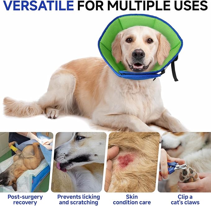 Dog Cone Collar XL, Soft Cones for Large Medium Small Dogs,Adjustable Dog Cone Alternative to Stop Licking, Comfy Elizabethan Collar for After Surgery Wound Healing & Hot Spots Blue