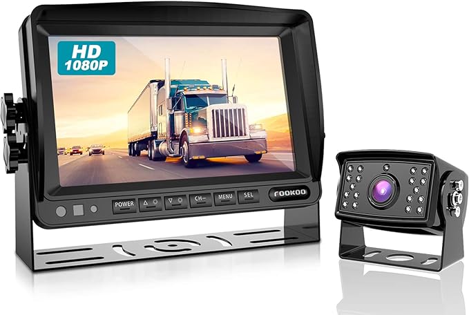 FOOKOO Ⅱ HD Backup Camera System Kit,7" 1080P Reversing Monitor+IP69 Waterproof Rear View Camera,Sharp CCD Chip, 100% Not Wash Up,Truck/Semi-Trailer/Box Truck/RV (FHD1-Wired)