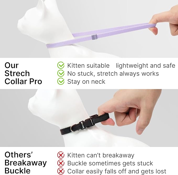 Safety Cat Collar Pro Pendant Tag Set - U.S. IDA Gold Award Design, Elastic Quick Release Non Breakaway Cat Collar Adjustable with Charm for Kitten Small Large Cats (Burgundy, S)