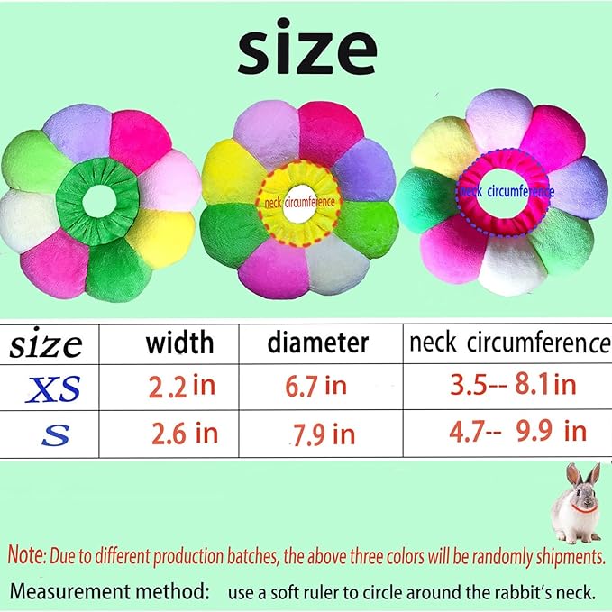 Rabbit Cat Cone Collar Soft,Adjustable Cat Recovery Wound Healing Accessory,Cats Cones to Stop Licking,for Chinchilla,Guinea Pigs,Bunny,Kitten Donuts Collar After Surgery(X-Small)
