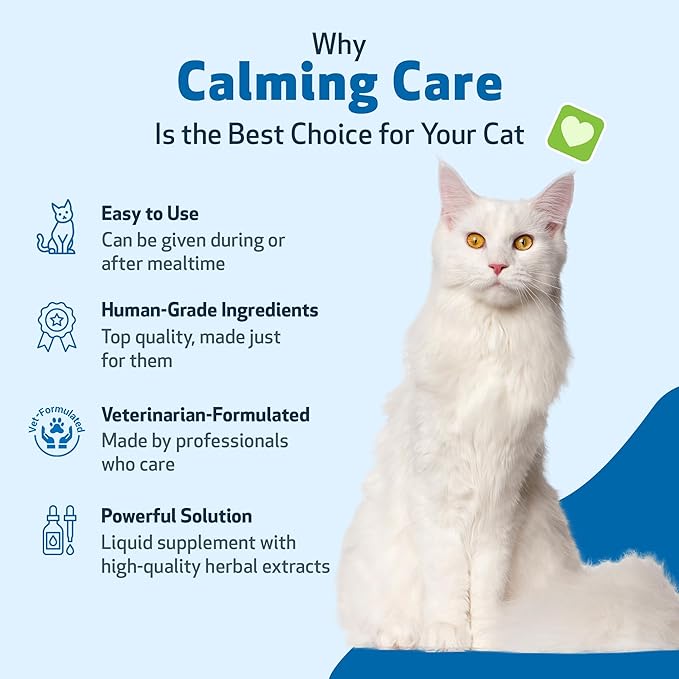 Pet Wellbeing Calming Care for Cats - Calm Support, Relaxed Nervous System, Emotional Balance, Adaptogens, Ashwagandha, Holy Basil - Veterinarian-Formulated Herbal Supplement 2 oz (59 ml)