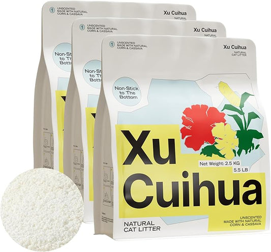 Natural Cat Litter Unscented, 100% Plant-Based, Strong Clumping Litter, Easy Scooping, Clumps Lift Cleanly, Low Dust, Corn & Cassava Litter, 5.5 LB x 3 Bags