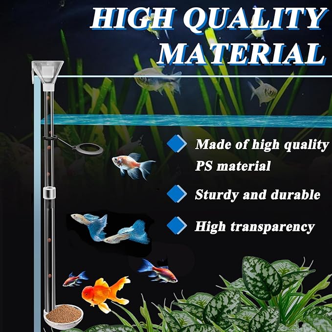 Aquarium Fish Shrimp Feeding Dish Set, Shrimp Feeding Dish Set, Transparent Shrimp Feeding Adjustable Tube with Feeding Ring, Cleaning Brush for Fish Tank and Preventing Food Scattering (Large)