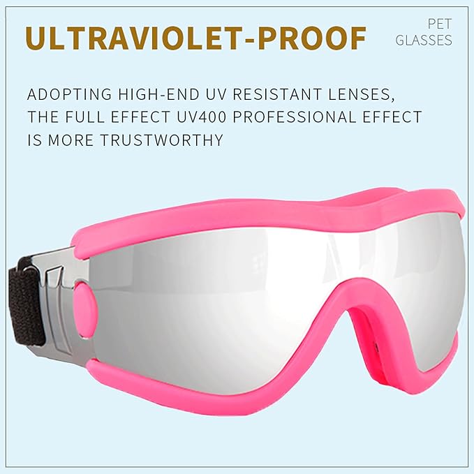 Small Dog Sunglasses with Adjustable Strap UV Protection, Winproof Puppy Sunglasses, Suitable for Dogs Eyes Protection，Soft Dog Goggles