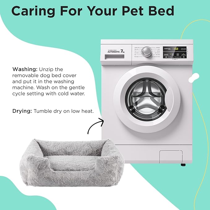 Best Friends by Sheri Lux Lounge Bed Calming Faux Fur Dog Bed, Gray, Medium, 30" x 20"