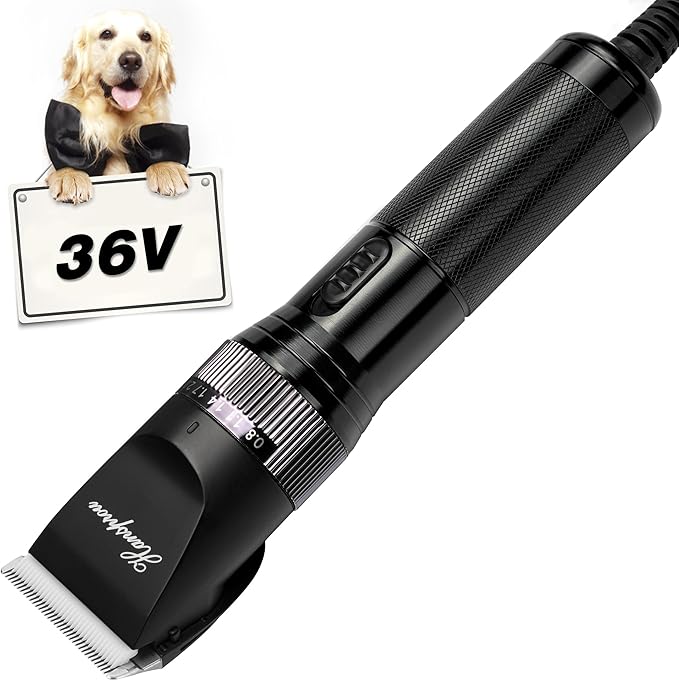 Dog Grooming Clippers, Upgraded 36V Heavy Duty Pet Clippers, Professional Dog & Cat Shaver for Thick Coat, Corded Pet Hair Trimmer with Guard Combs & Brush