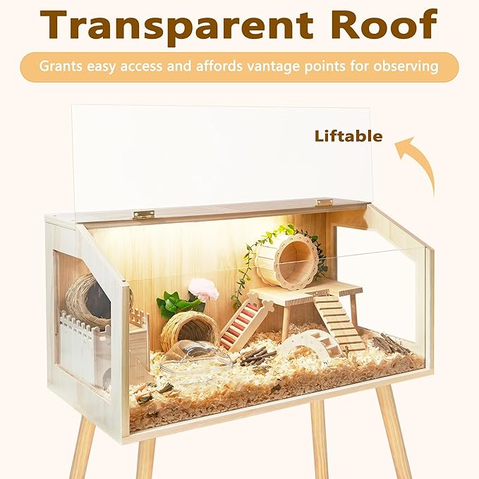 Hamster Cage with Legs, Guinea Pig Cages Chew Proof, Hamster House, Hamster Cages and Habitats, 32" L x 16" W x 40" H