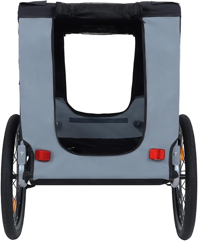 Blue-Grey Large Folding Bike Trailer for Dogs – Heavy-Duty Steel Frame, 66LB Capacity Pet Carrier for All-Terrain Cycling, Jogging & Camping Adventures!