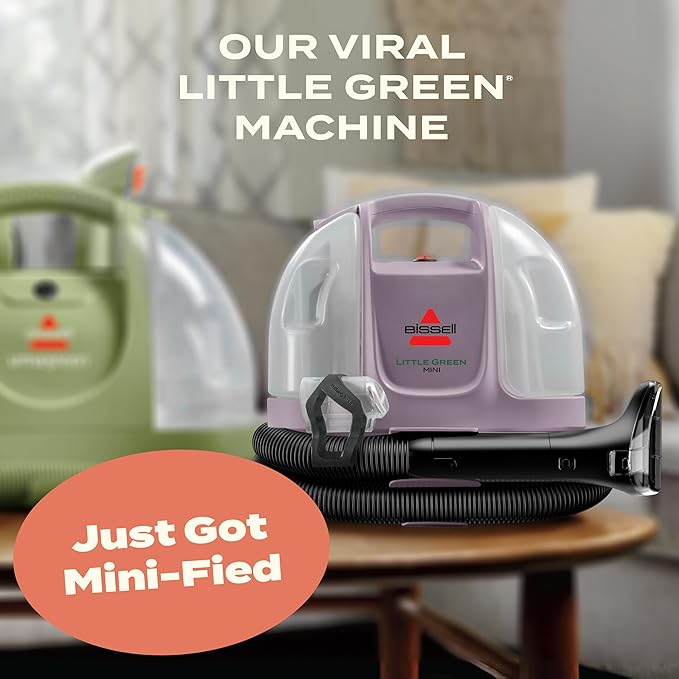 Bissell Little Green Mini Portable Carpet and Upholstery Deep Cleaner, Car/Auto Detailer, with HydroRinse Self-Cleaning Tool and 4" Tough Stain Tool, Limited Edition Color Dusk Pink, 4075L