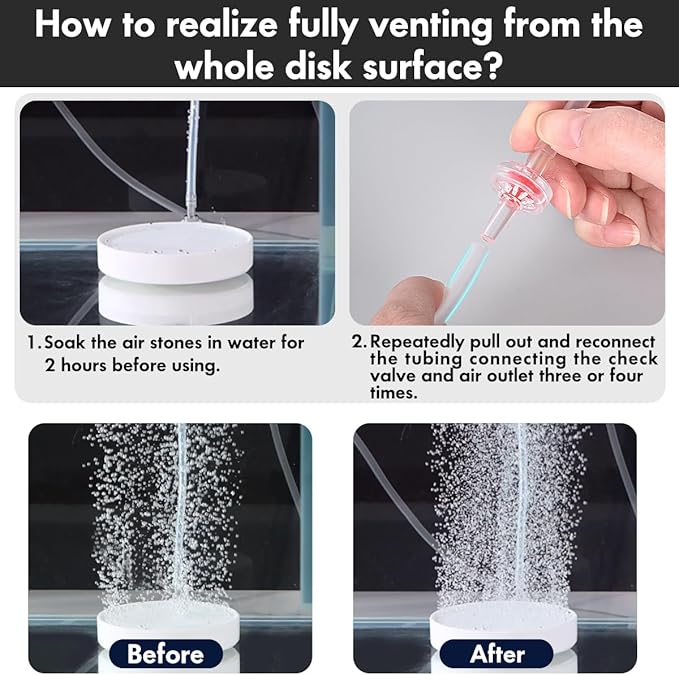 Orlushy Silent Aquarium Air Pump, Dual Outlet Adjustable Oxygen Aerator with 2 Air Stones Airline Tubing Check Valves for up to 600 Gallon Fish Tank, Hydroponic Bucket System, Bedroom Bubble Wall