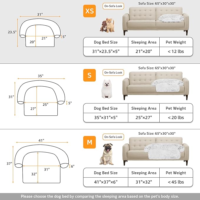 Calming Dog Bed Fluffy Plush Dog Mat for Furniture Protector with Removable Washable Cover for Large Medium Small Dogs and Cats (XS (31"x23.5"x5"), Light Grey)