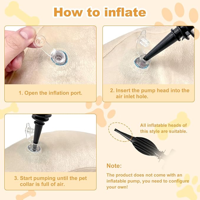 Dog Cone Collar with Enhanced Anti-Licking, Inflatable Dog Cone After Surgery, Adjustable Size with Soft Padding for Small Medium Large Dogs - Pale Yellow/XL