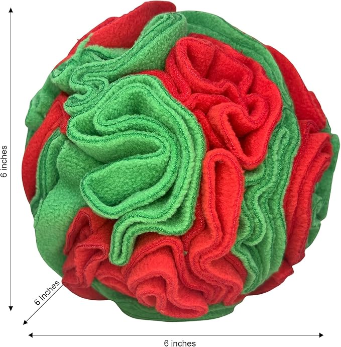 Puppy and Medium Breed Snuffle Interactive Foraging Dog Puzzle Ball Toy Christmas Green and Red Large