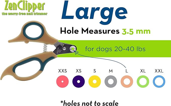 Zen Clipper Pet Nail Clipper for Dogs – Dog Nail Trimmer for Safer Pet Grooming Care - Clean, Quiet, and Easy-to-Use Stainless Steel Claw Trimmer - (3.5mm Hole)