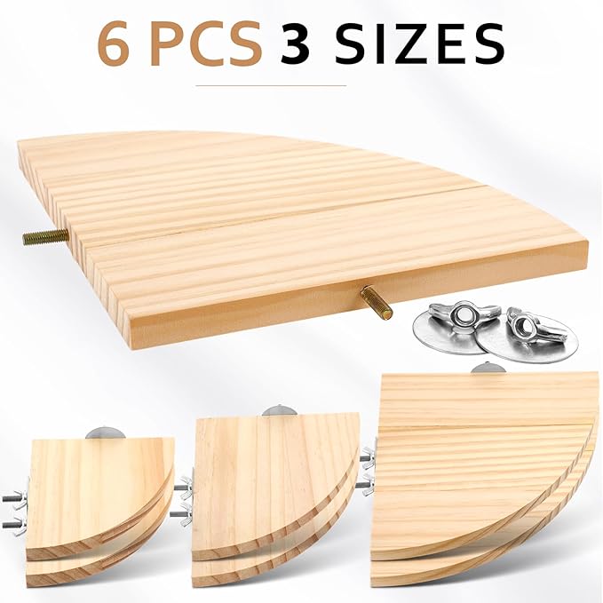 Wettarn 6 Pcs Bird Perch Platform Bird Corner Parrot Perch Corner Wooden Stand Sector Playground Cage Accessories Shelf for Parakeet Conure Cockatiel Budgie Gerbil Rat(Assorted Sizes)