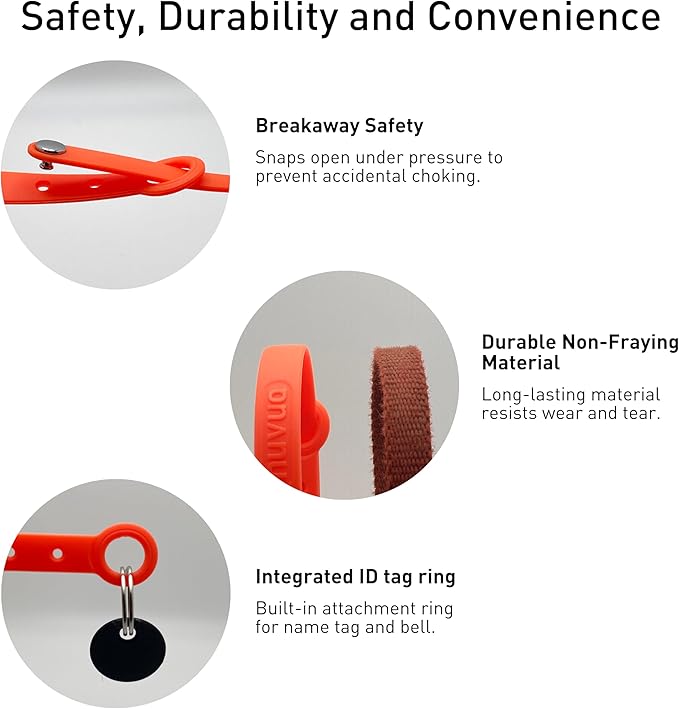 5 Pack Breakaway Cat Collar - Soft, Comfortable, and Lightweight Safety Buckle Collar with ID Tag Ring for Outdoor Cats and Kittens by Nuvuq (6 ⅞" to 10 ¼", Red, Orange, Pink, Blue and Black)