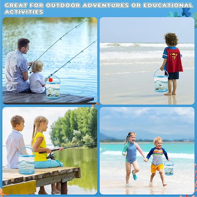 Foldable Small Aquarium, Portable Fish Tank, Fish Transport Container, Plasitc Fish Bowl, Beginner Tank, Great Concept for Catching and Release Critters, Beach, Pool and Lake