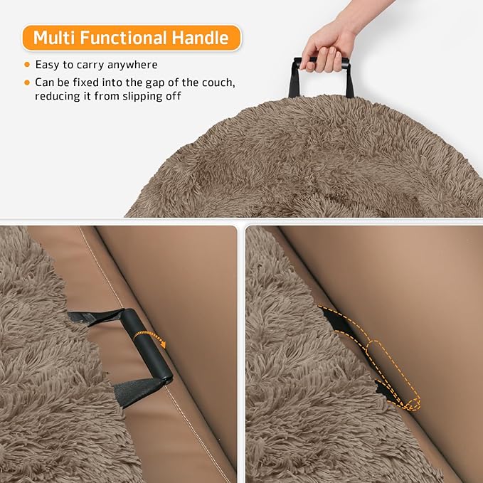 GGIB Calming Dog Bed Fluffy Plush Dog Mat for Furniture Protector with Removable Washable Cover for Large Medium Small Dogs and Cats (Extra Extra Large, Camel)