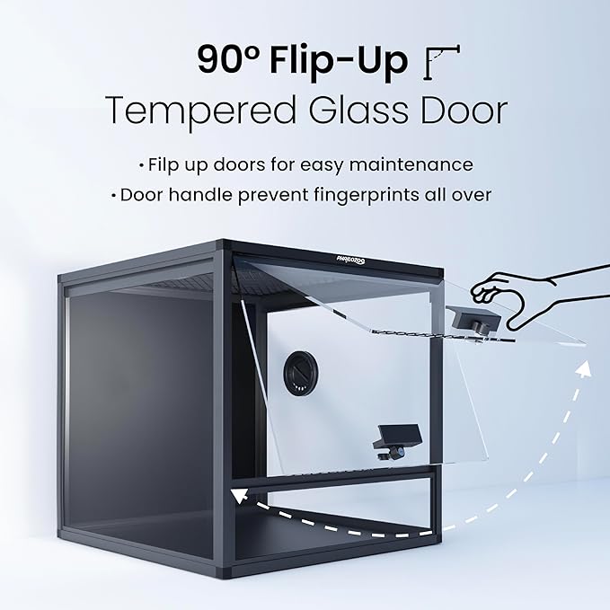 MagicCube 18'' x 18'' x 18'' Reptile Tank with Lock, 24 Gallon Reptile Terrarium with Flip-Up Tempered Glass Door, Top Screen Ventilation for Leopard Gecko - Bottom Not Leakproof