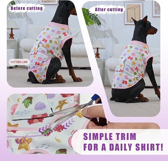 Recovery Suit for Dogs After Surgery, Professional Dog Surgical Suit for Female Spay, Male Neuter, E-Collar & Cone Alternative Dog Onesie for Abdominal Wounds Skin Disease, Purple, L
