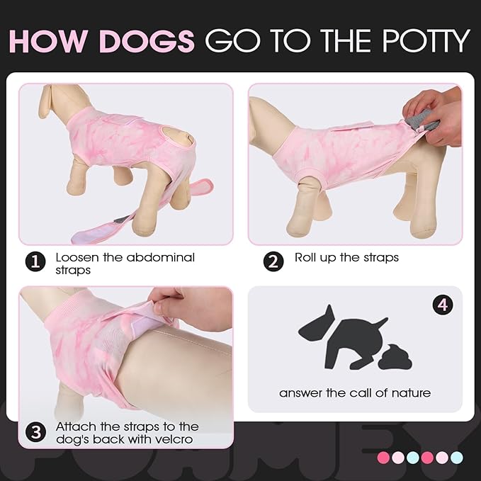 FUAMEY Recovery Suit for Dogs After Surgery,Soft Breathable Dog Bodysuit E-Collar & Cone Alternative Surgical Suit,Male Female Dog Neuter Spay Suits Anti Licking Wounds Onesie Pink Tie Dye XS