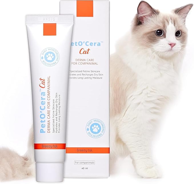 PetO'CERA Cat Cream - Hair Loss & Itch Relief for Hot Spots, Rashes, Allergies & Dry Skin - Soothing Moisturizer for Paws, Face & Body - pH Balanced & Lick-Safe Formula for Cats, 1.35 oz/40ml