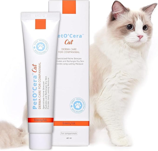 PetO'CERA Cat Cream - Hair Loss & Itch Relief for Hot Spots, Rashes, Allergies & Dry Skin - Soothing Moisturizer for Paws, Face & Body - pH Balanced & Lick-Safe Formula for Cats, 1.35 oz/40ml