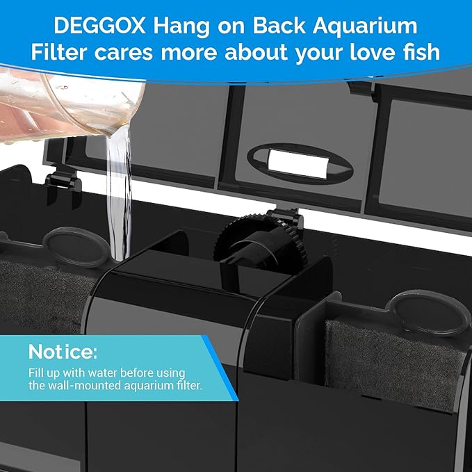 U-V Aquarium Filter for 20-50 Gallon Tank,Hang On Back Aquarium Filter Green Water Cleaning Machine,HOB Filter Ultra-Quiet Powerful Pump 170GPH for Fish Turtle Tank with Surface Skimmer