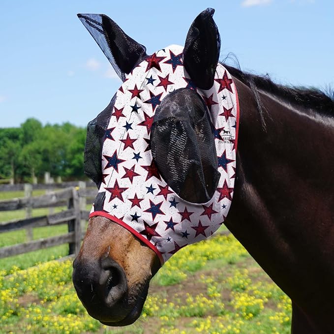 Harrison Howard Super Comfort Stretchy Fitting Horse Fly Mask with UV Protection Soft on Skin with Breathability Dream Star Full Size