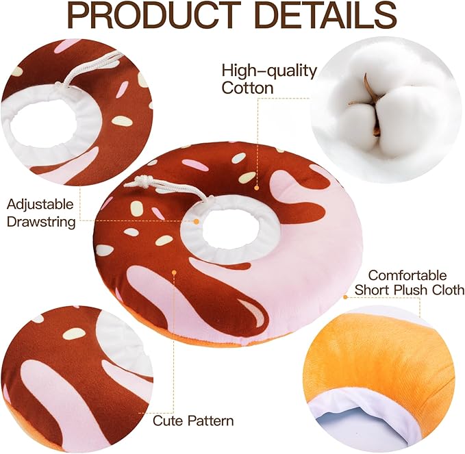 Cat Cone Collar Soft, Cute Cat Donut Collar After Surgery, Adjustable Kitten Recovery Cones to Stop Licking, Lightweight Neck Elizabethan Collars for Cats Kittens (Chocolate, Small)
